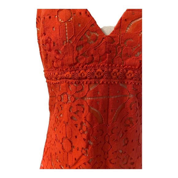 Aeropostale Dress Women Size Medium Tangerine Dream Mini Embroidered Lined Shift - Picture 4 of 13
